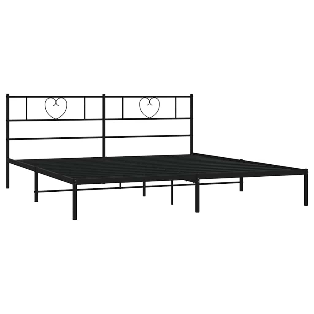 Bettgestell mit Kopfteil Metall Schwarz 100x190 cm