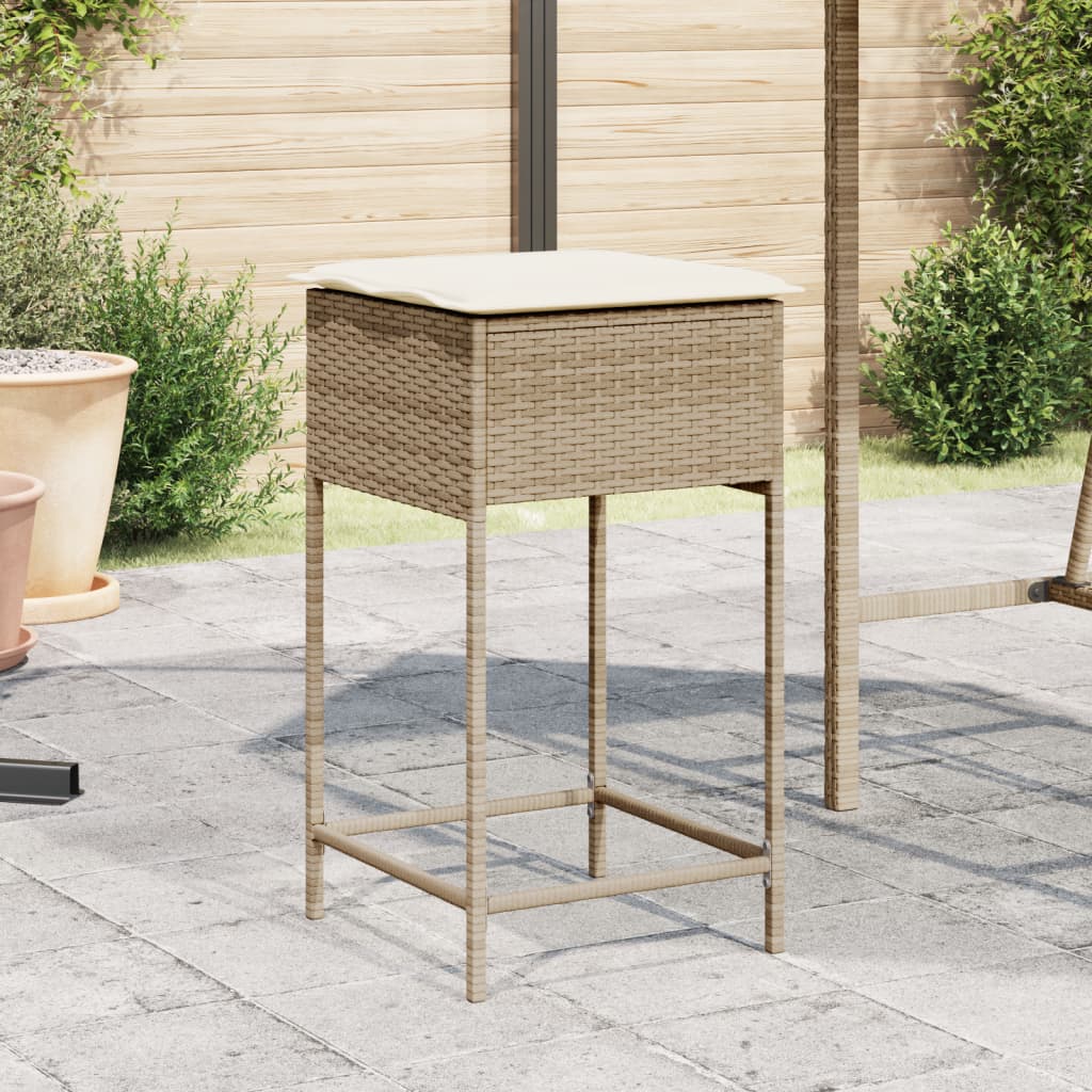 Garten-Barhocker mit Kissen 2 Stk. Schwarz Poly Rattan