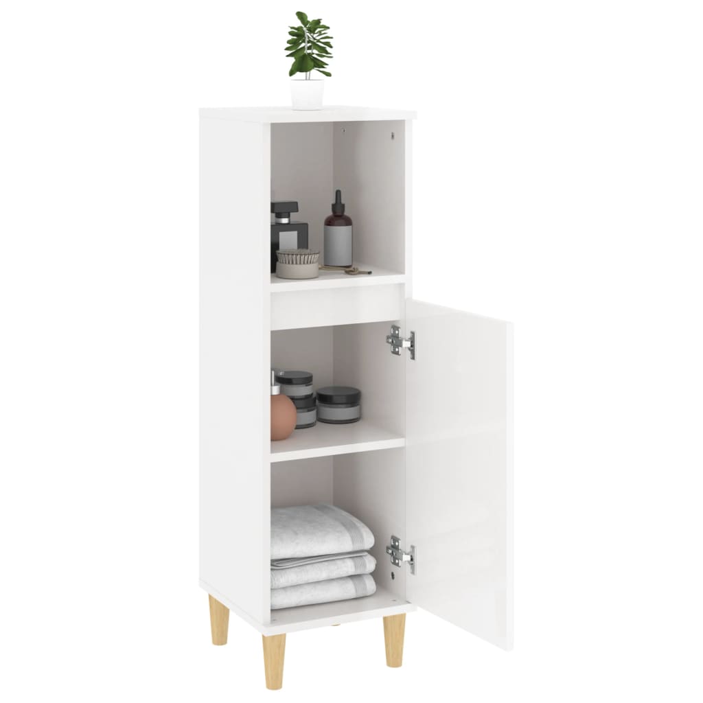 Badschrank Weiß 30x30x100 cm Holzwerkstoff