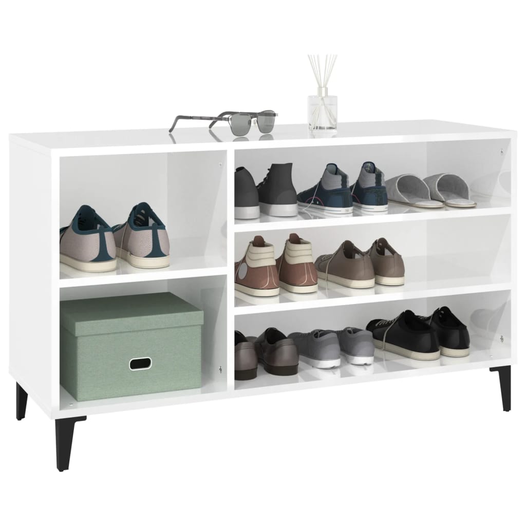 Schuhregal Weiß 102x36x60 cm Holzwerkstoff