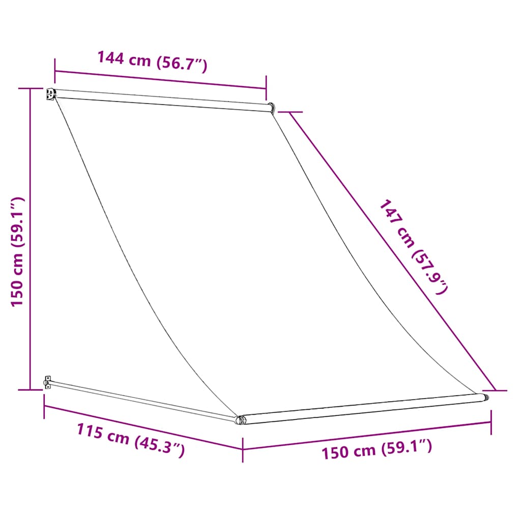 Markise Einziehbar Anthrazit 100x150 cm Stoff und Stahl