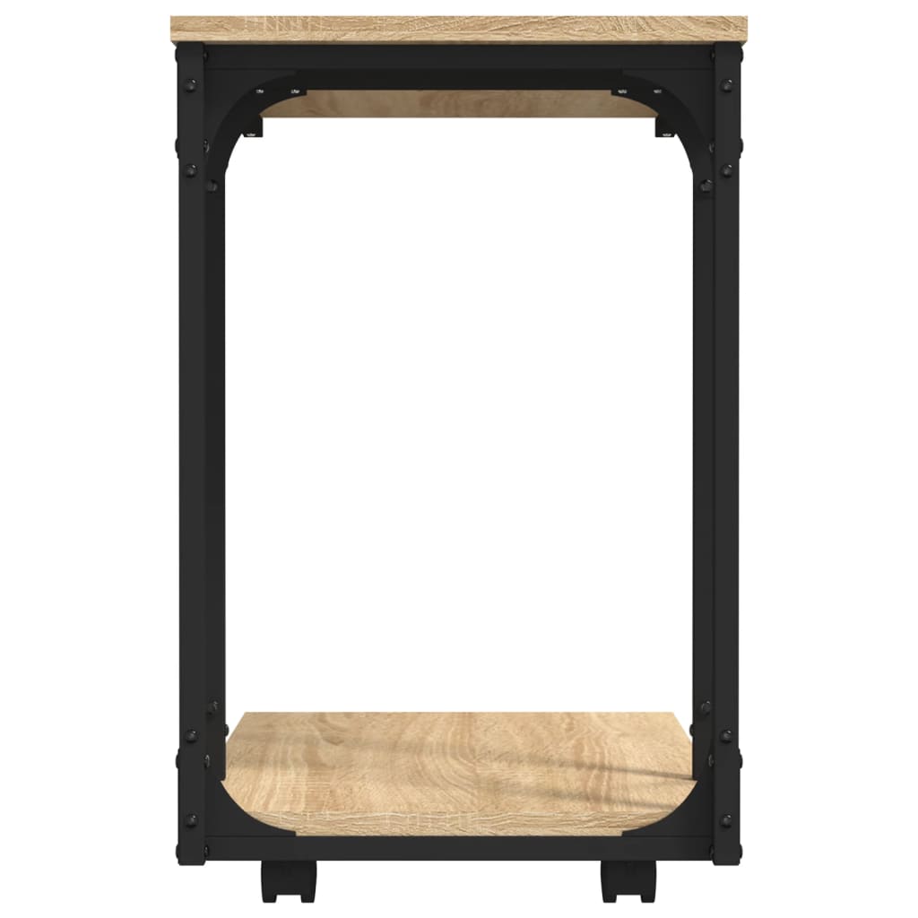 Beistelltisch mit Rollen Schwarz 50x35x55,5 cm Holzwerkstoff