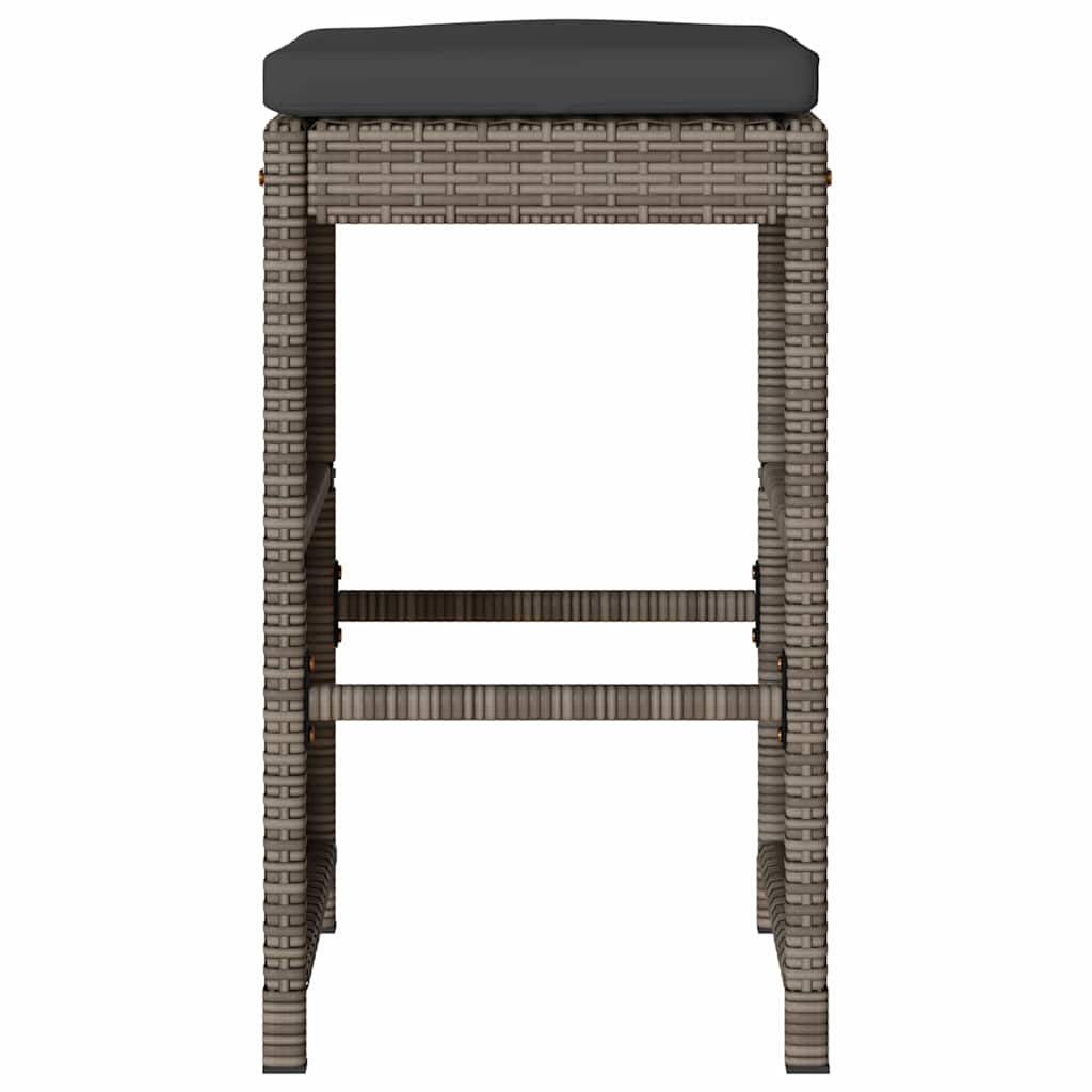 Garten-Barhocker mit Kissen 2 Stk. Braun Poly Rattan