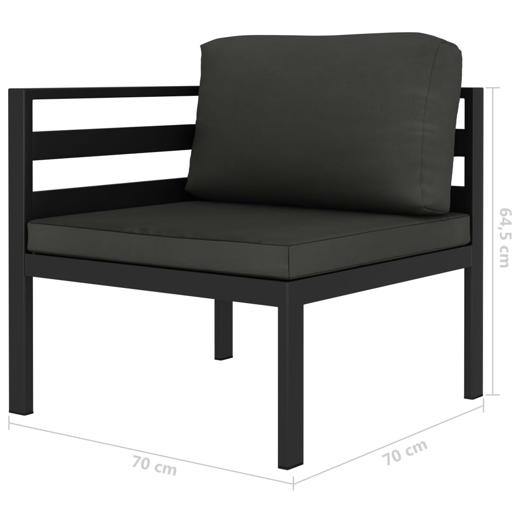 10-tlg. Garten-Lounge-Set mit Kissen Aluminium Anthrazit