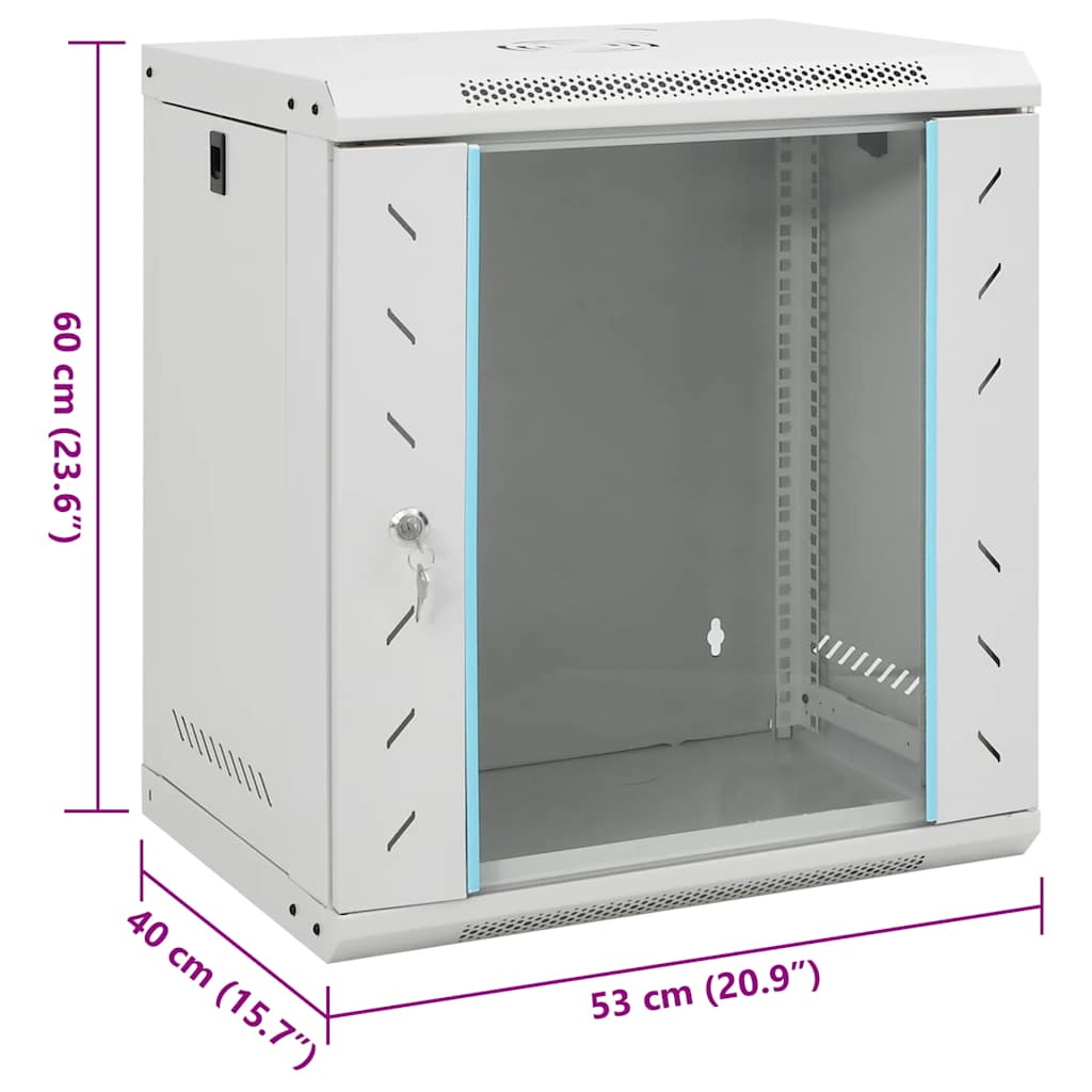 Netzwerkschrank mit Speicher Grau 60 x 45 x 28 cm Stahl