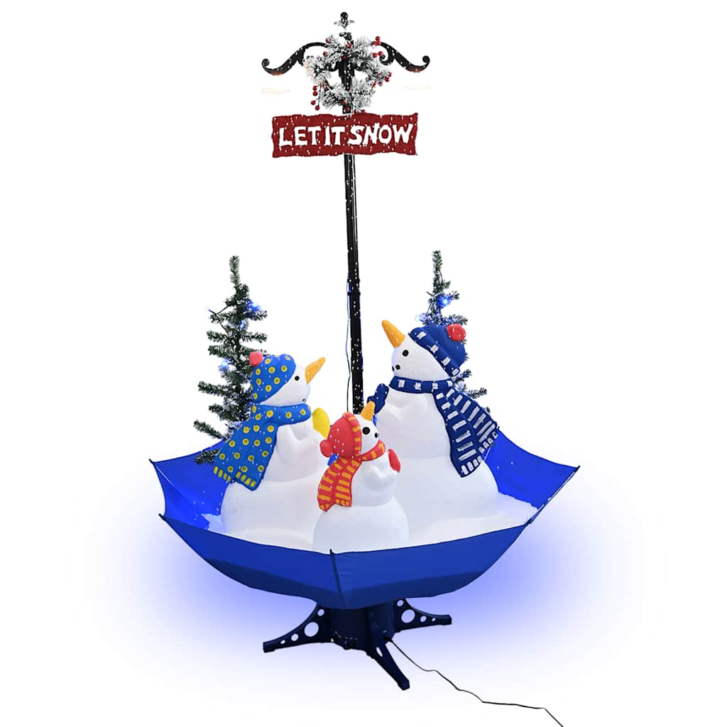 Weihnachtsbaum mit Schnee und Schirm-Fuß Blau 75 cm PVC