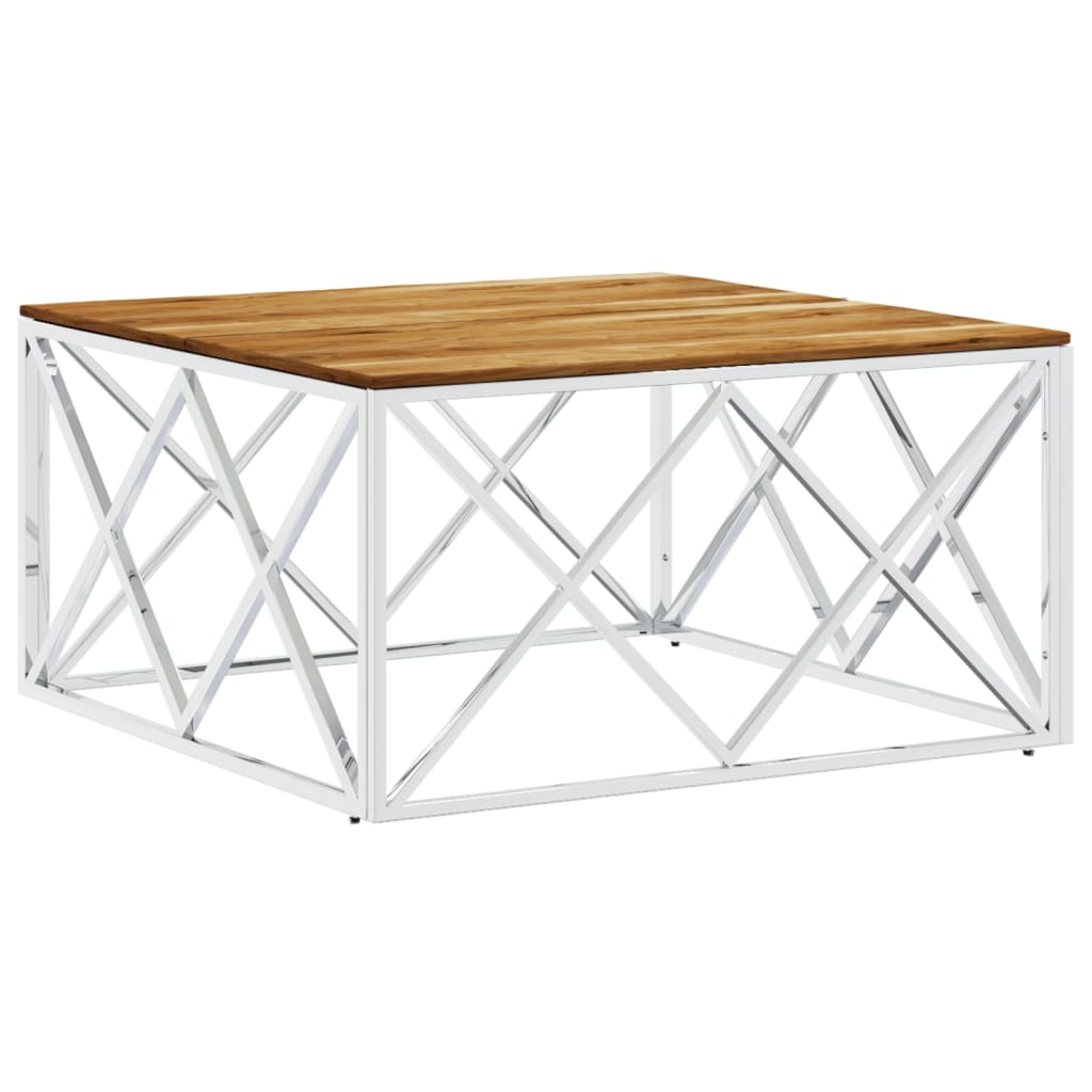 Couchtisch 80x80x40 cm Edelstahl und Glas