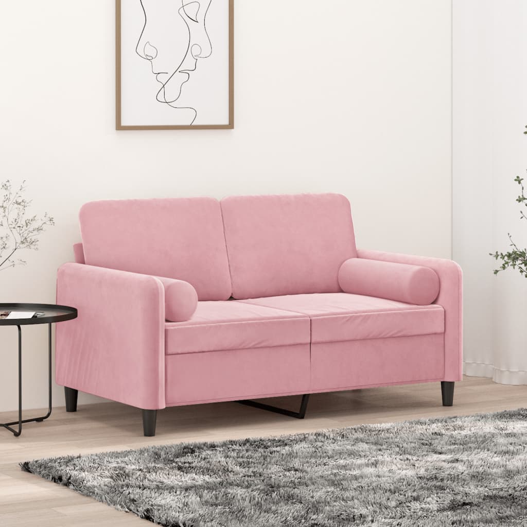2-Sitzer-Sofa mit Zierkissen Dunkelgrün 120 cm Samt