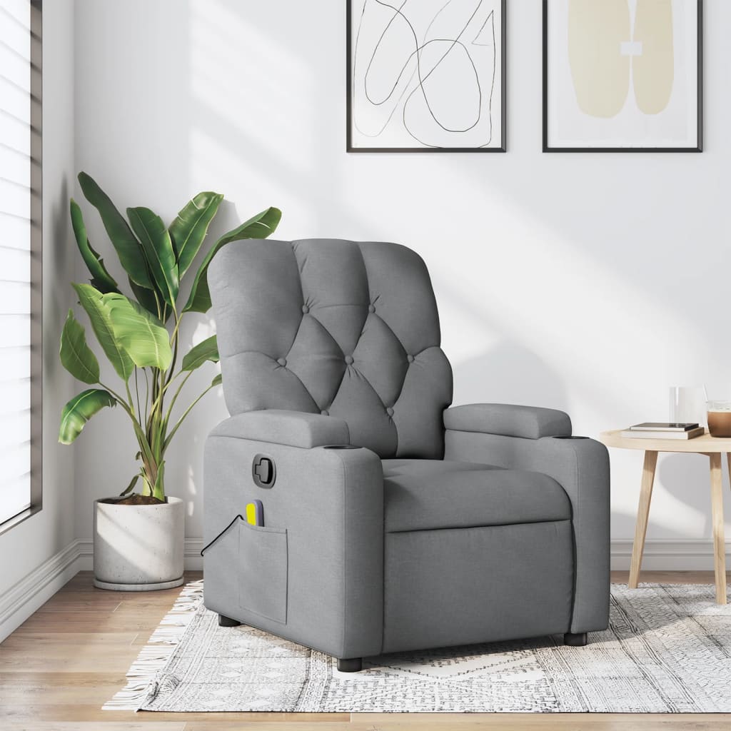 Massage-Relaxsessel, hellgrauer Stoff