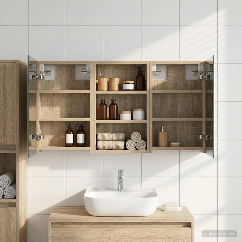 Badezimmerschrank-Set 3 pcs 80 x 10,5 x 50 cm Holzwerkstoff