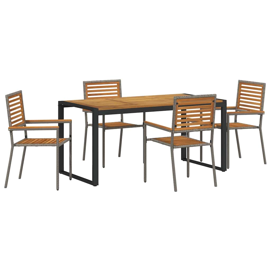 Garten Essgruppe 5 pcs Schwarz und Braun Poly-Rattan