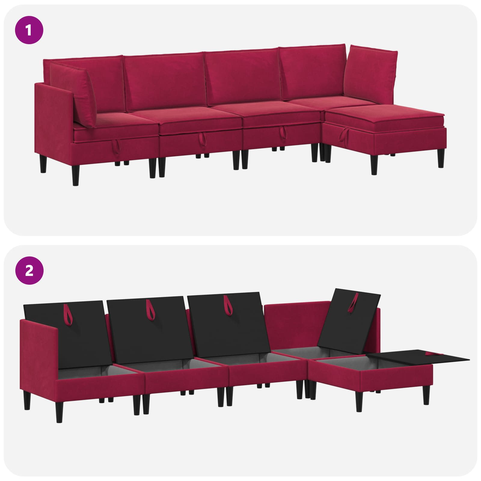 Wohnzimmergarnitur mit Kissen mit Speicher 3 pcs Hellgrau Samt