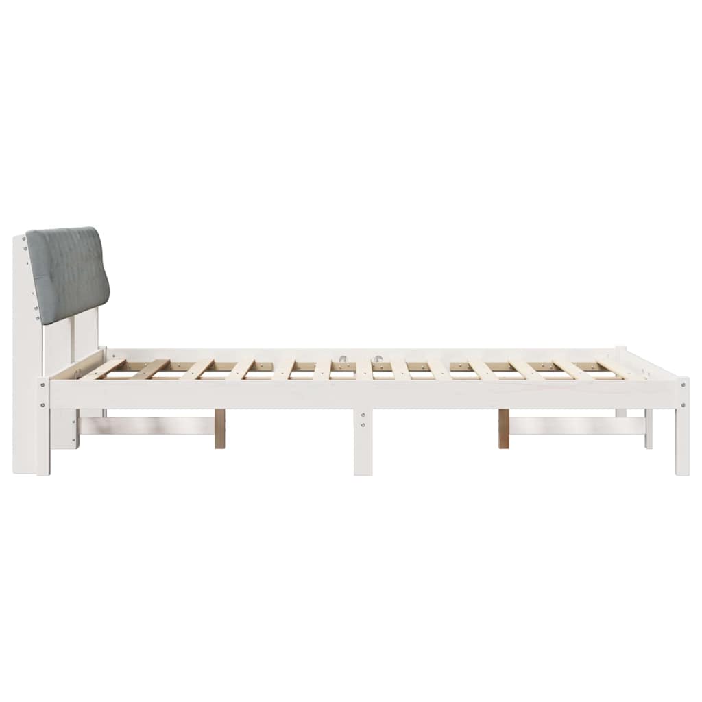 Bettgestell Braun und hellgrau 200 x 200 cm Massivholz Kiefer