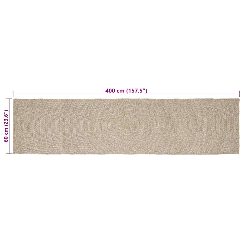 Bereichsteppiche Natürlich und Weiß 60 x 250 cm Jute