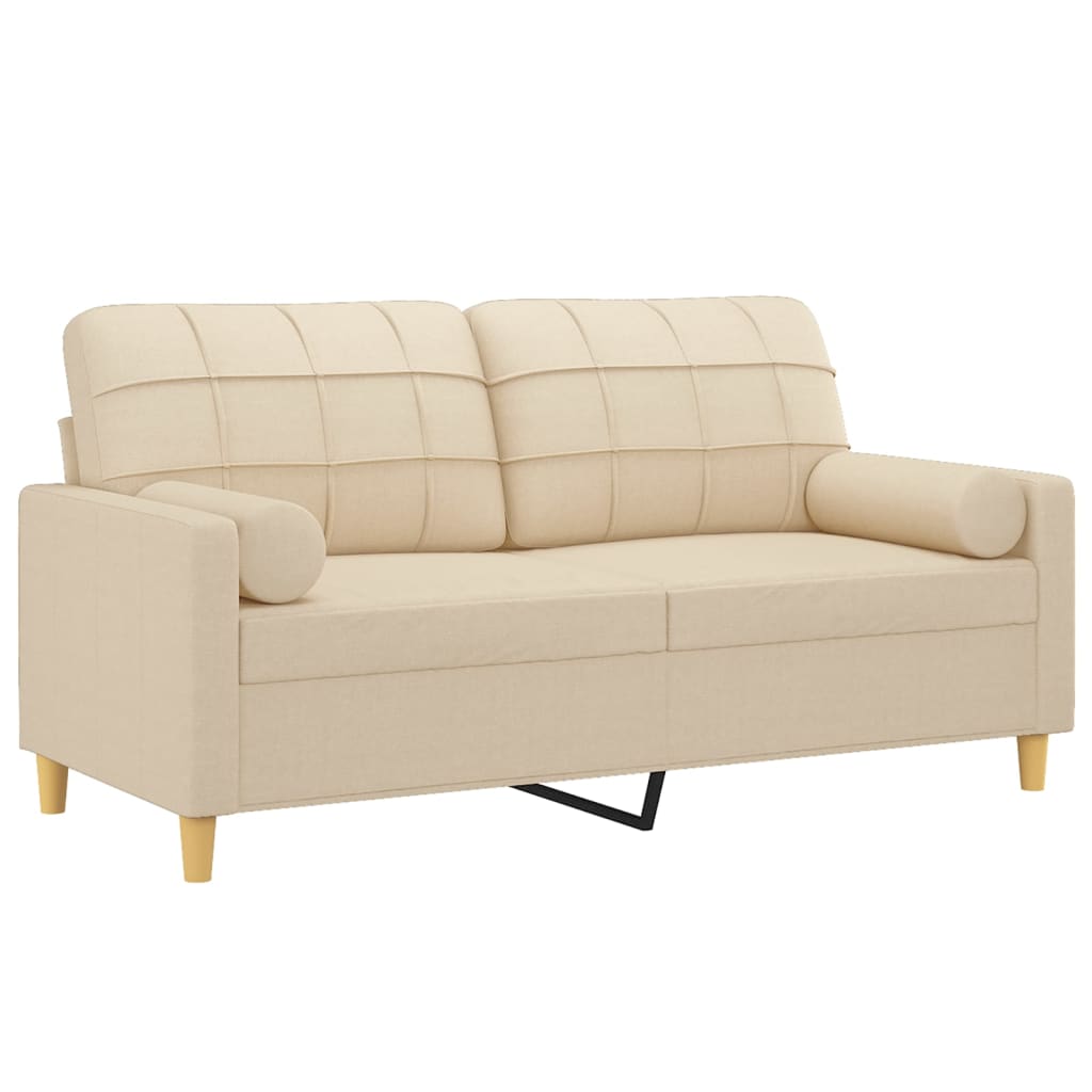 2-Sitzer-Sofa mit Zierkissen Braun 120 cm Stoff