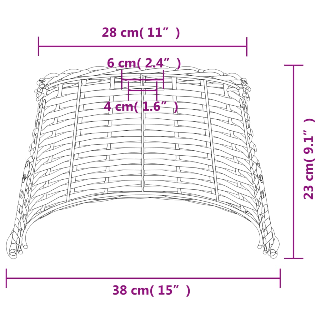 Lampenschirm Weiß Ø15x12 cm Korbweide
