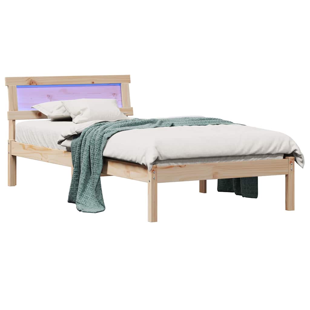 Bettgestell mit Kopfteil Braun 200 x 200 cm Massivholz Kiefer