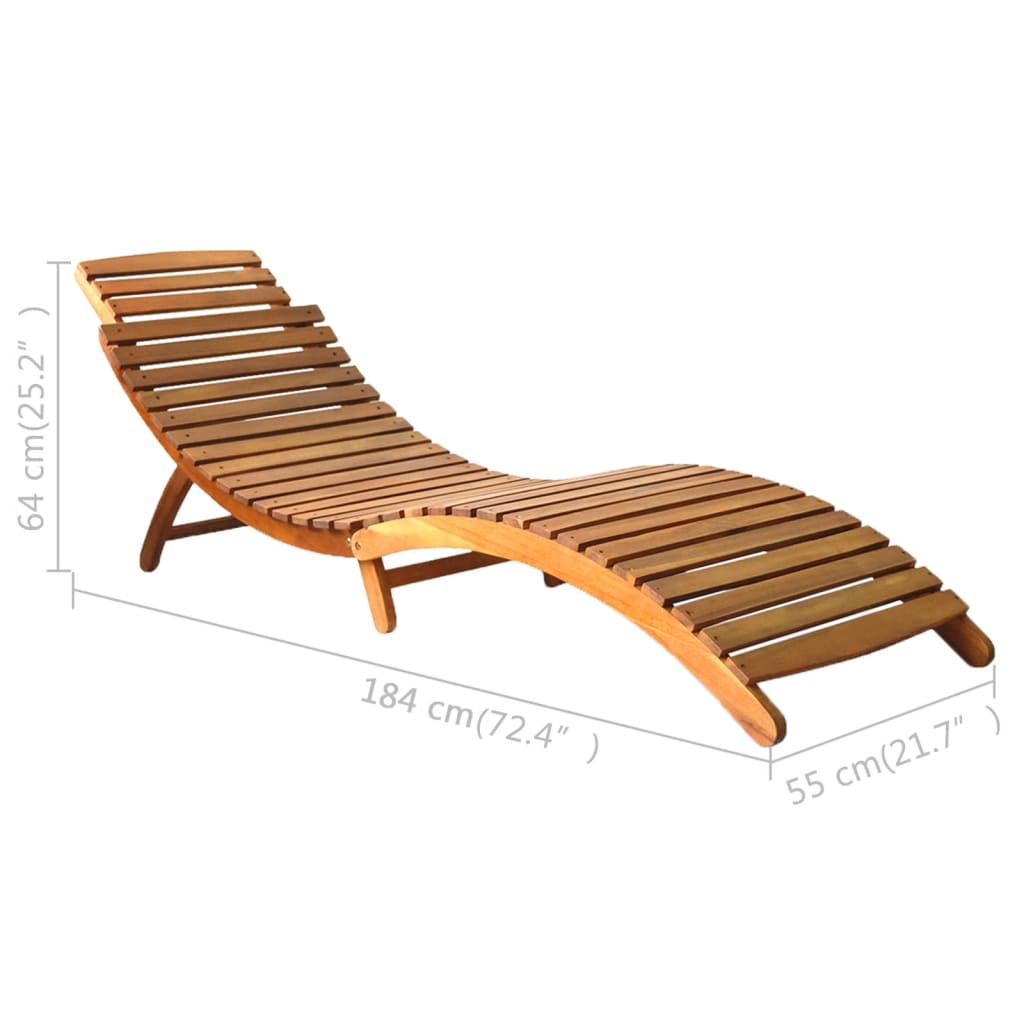 Sonnenliege 2 pcs Braun 55 x 184 x 64cm Massivholz Akazie