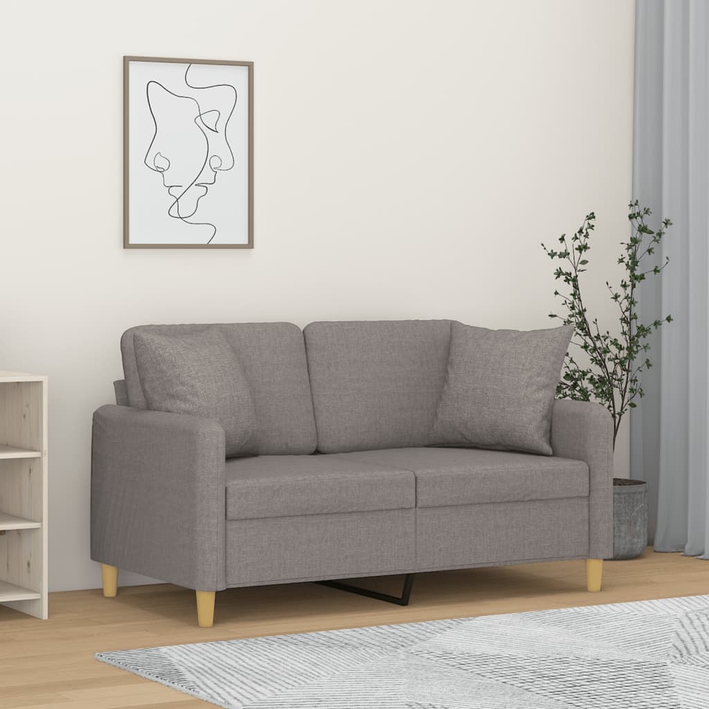 2-Sitzer-Sofa mit Zierkissen Braun 120 cm Stoff