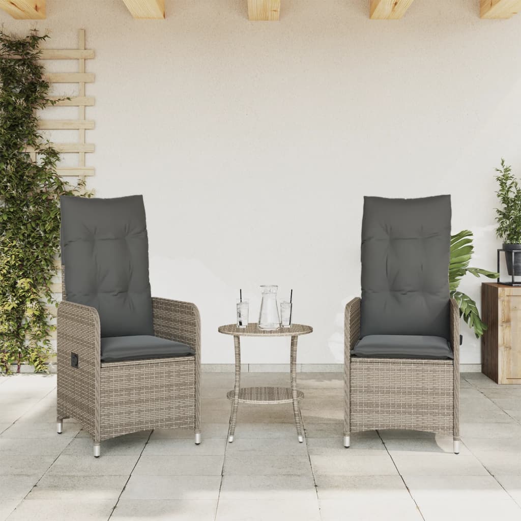 Gartensessel Verstellbar mit Kissen Schwarz Poly Rattan