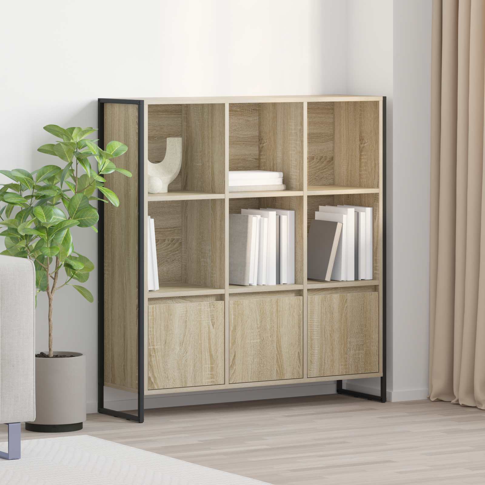 Bücherregal 2 pcs Schwarz Eichen-Optik 99,5 x 30 x 108 cm