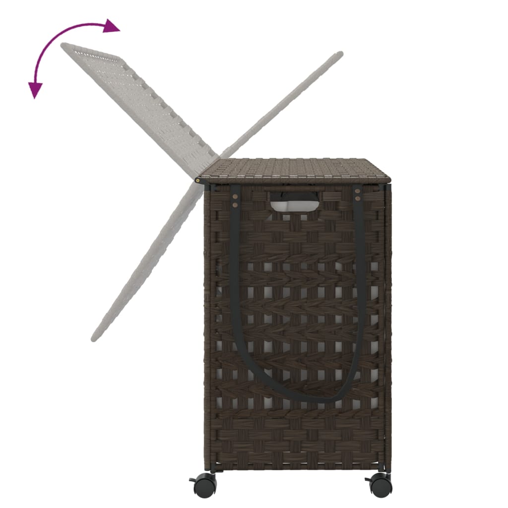 Wäschekorb mit Rollen 66x35x60 cm Rattan