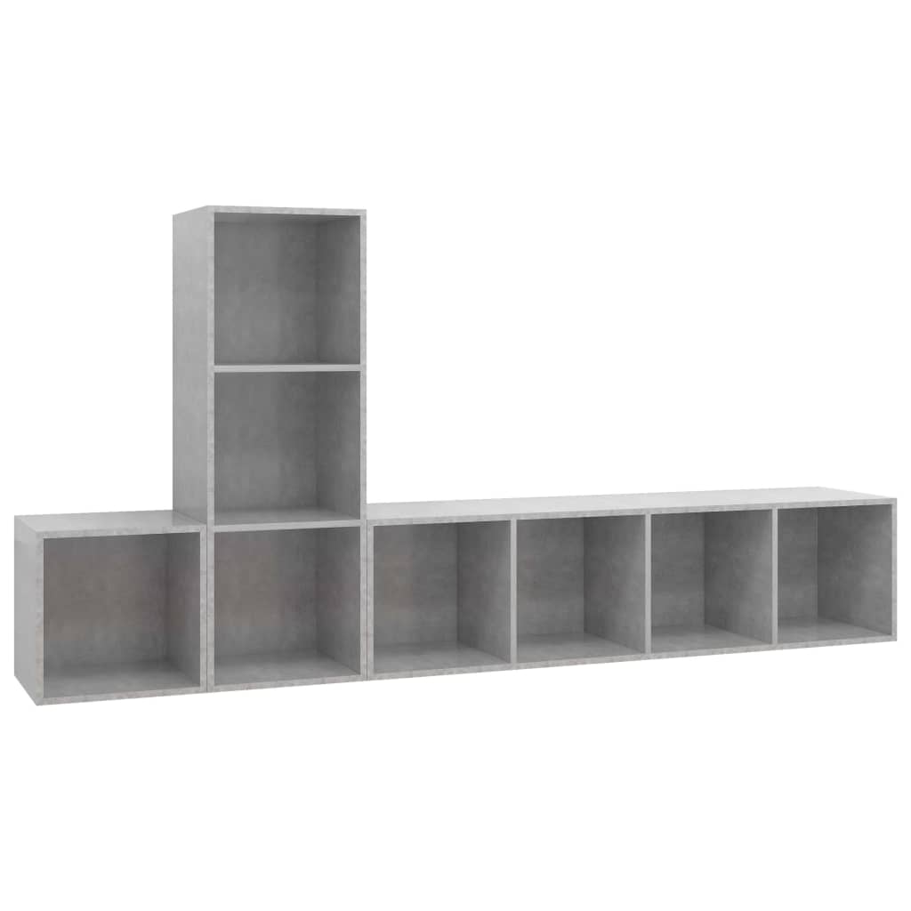 3-tlg. TV-Schrank-Set Grau Holzwerkstoff