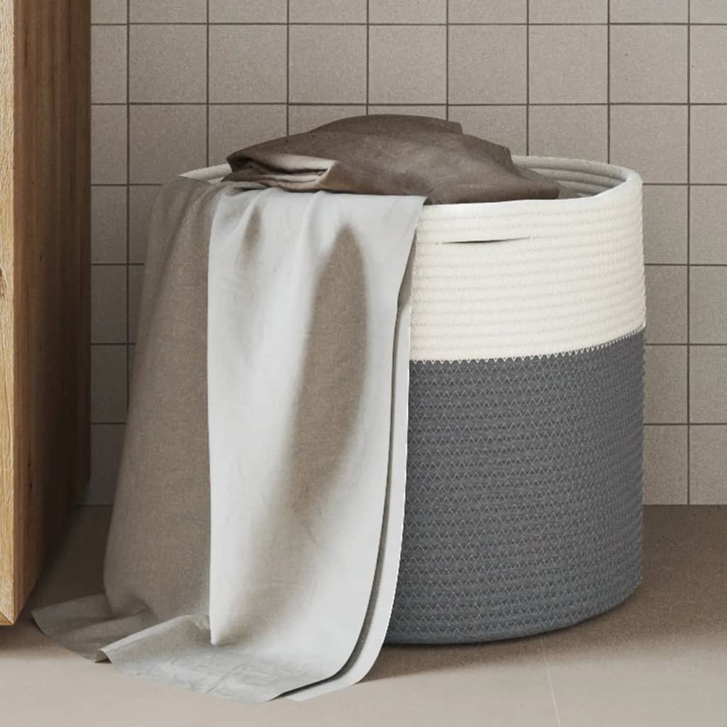 Aufbewahrungskörbe 2 Stk. Grau und Weiß Ø28x28 cm Baumwolle