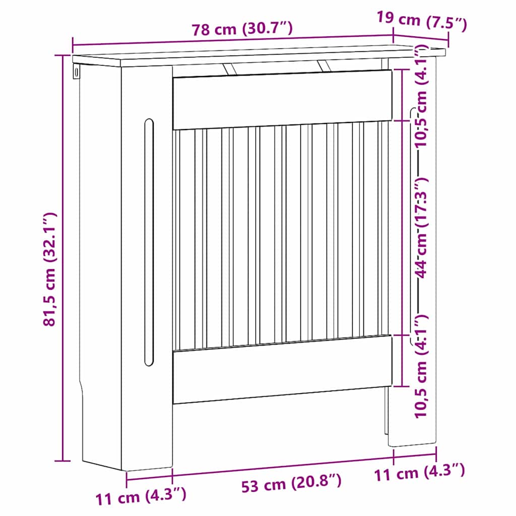 Holzwerkstoff Heizkörper-Abdeckung Heizkörperverkleidung 112 cm, weiß