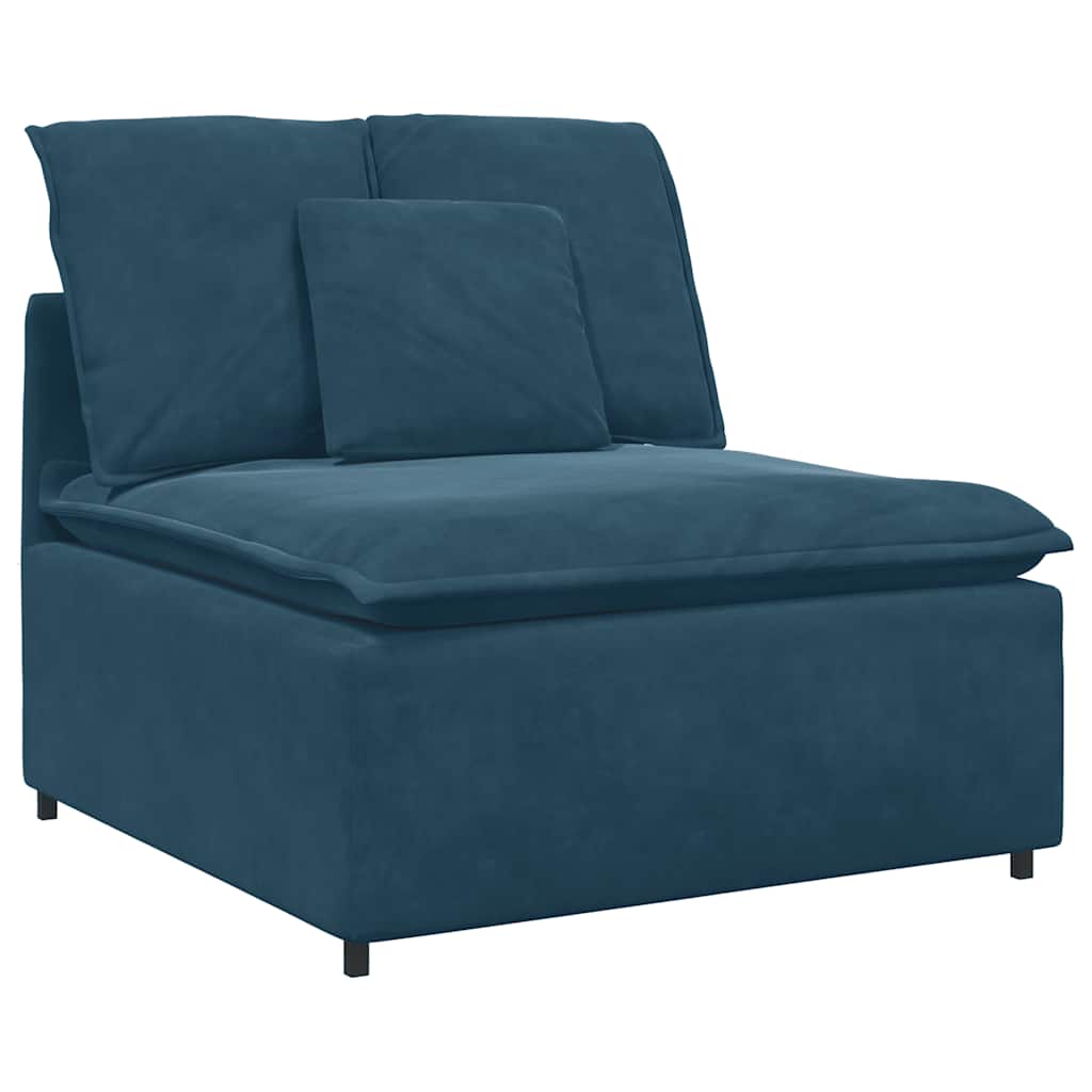 Modulares Sofa mit Fußhocker Kissen Samt Blau