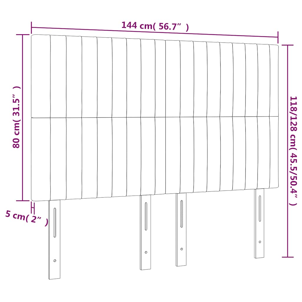 Kopfteil Hellgrau 80x5x118/128 cm Samt