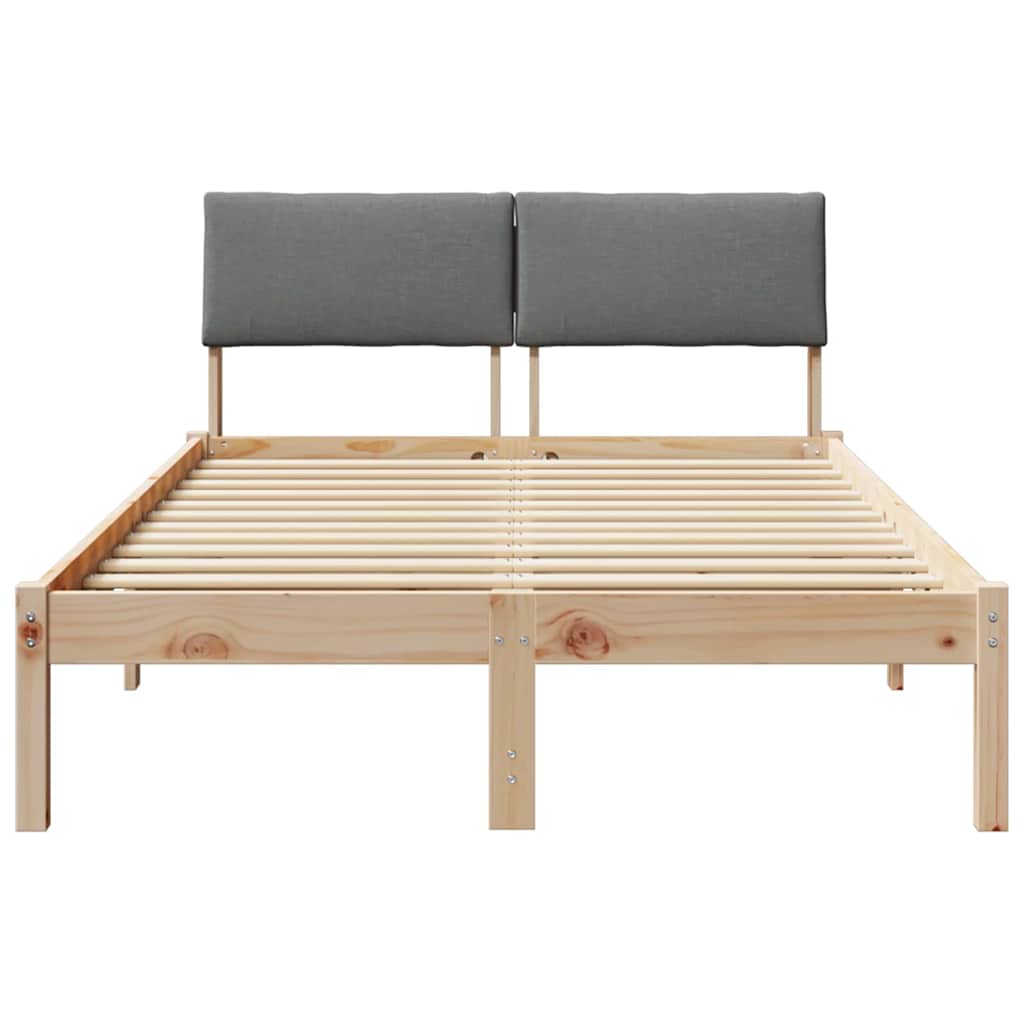 Bettgestell Braun und hellgrau 200 x 200 cm Massivholz Kiefer