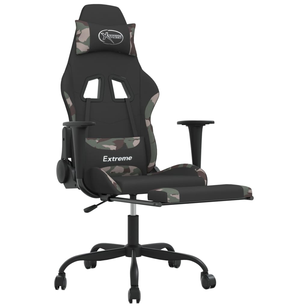 Gaming-Stuhl mit Massagefunktion Schwarz und Creme Stoff