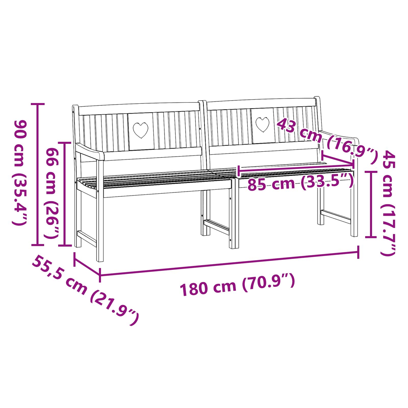 Bank Outdoor Natur 110 x 56 x 90 cm Massivholz Akazie