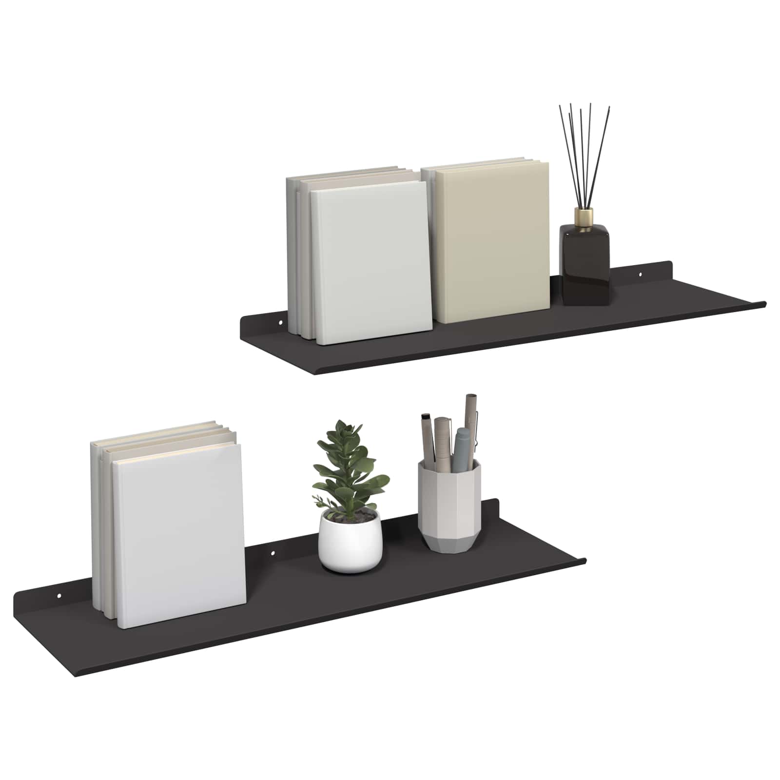 Schwebendes Regal 3 pcs Schwarz 40 x 9 x 2,5 cm Stahl