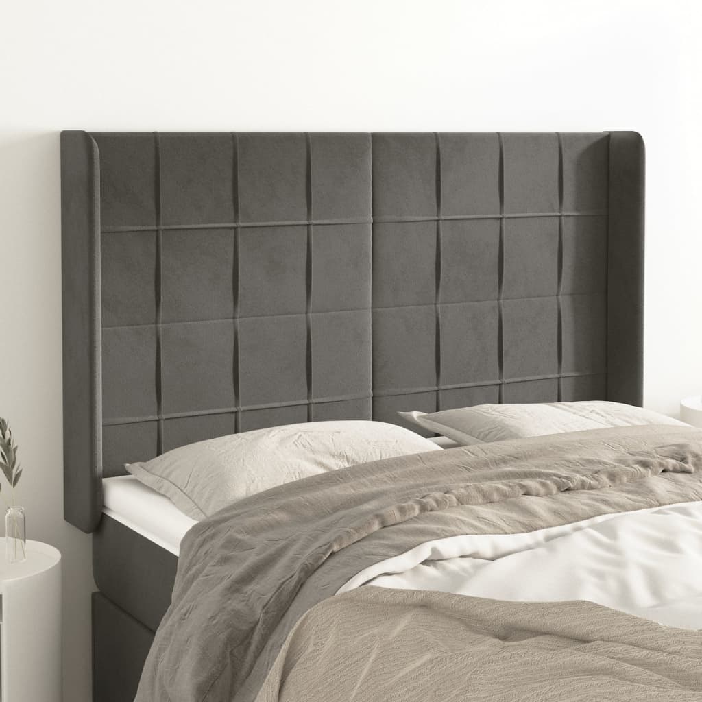 Kopfteil mit Ohren Dunkelblau 93x16x78/88 cm Samt
