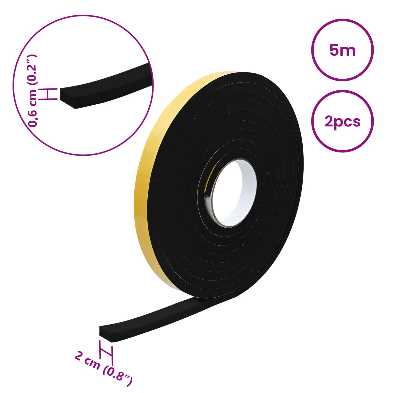 Selbstklebendes Schaumstoffband Schwarz 10mm x 10m CR-Schaum