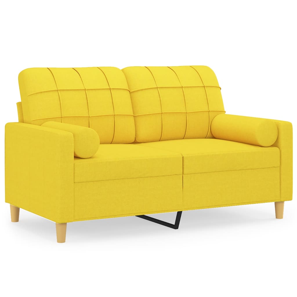 2-Sitzer-Sofa mit Zierkissen Braun 120 cm Stoff