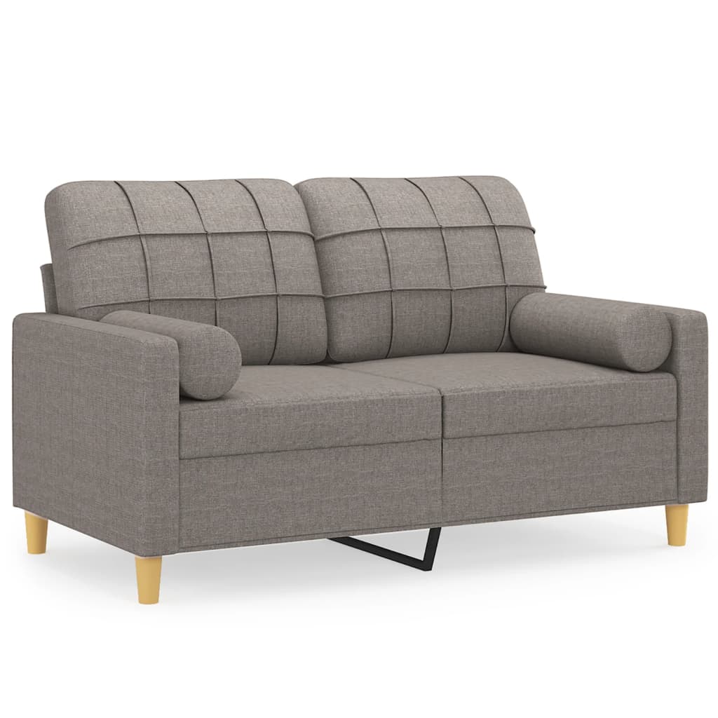 2-Sitzer-Sofa mit Zierkissen Braun 120 cm Stoff