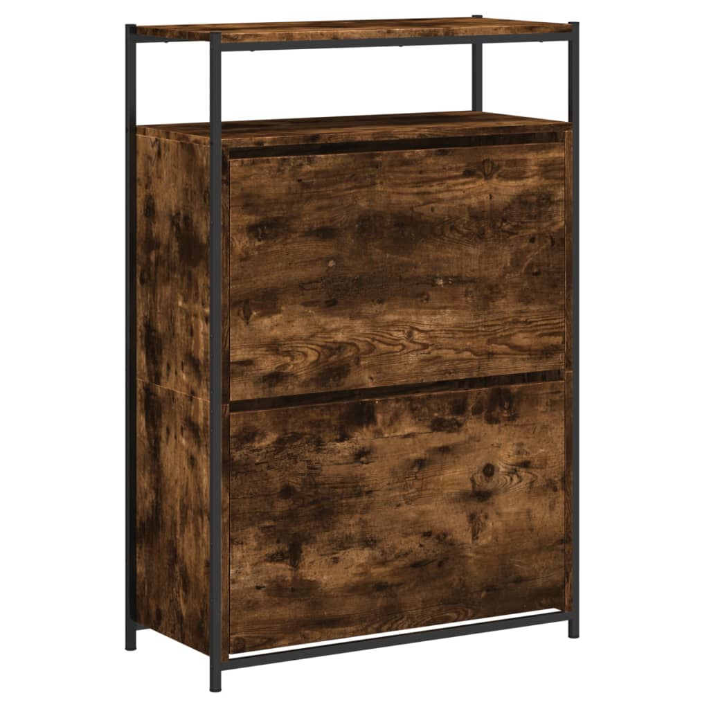 Schuhschrank mit 4 Klappen Sonoma-Eiche 100x34x112 cm