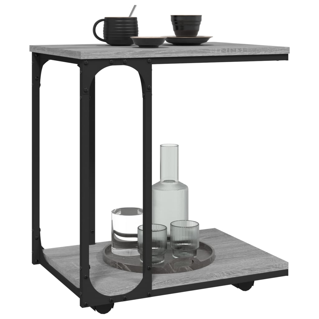 Beistelltisch mit Rollen Schwarz 50x35x55,5 cm Holzwerkstoff