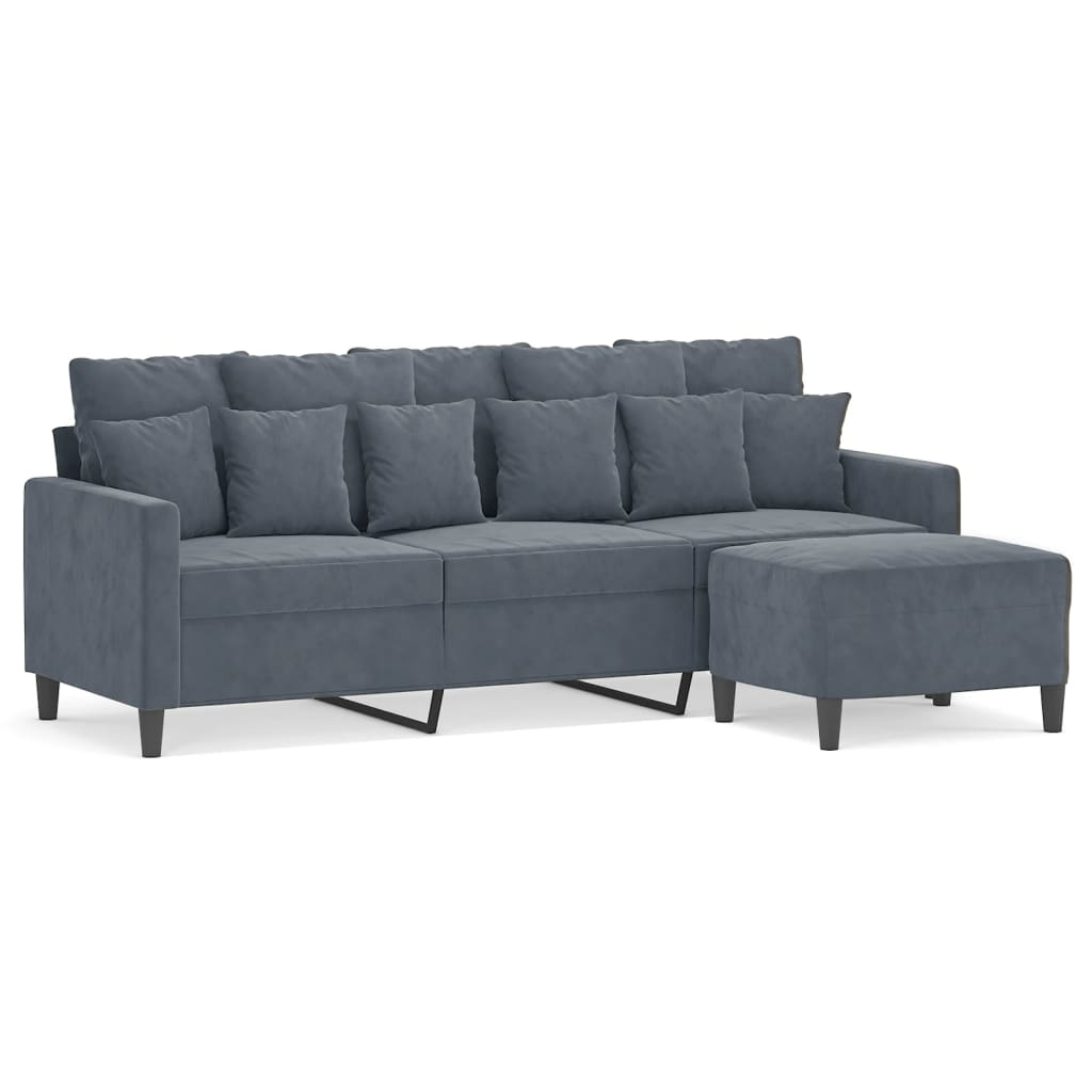 3-Sitzer-Sofa mit Hocker Rosa 180 cm Samt