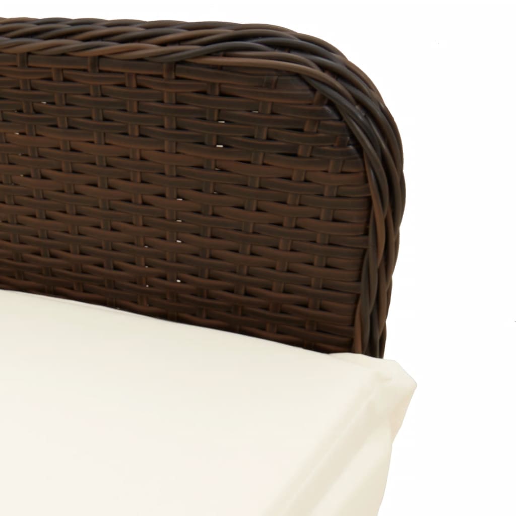 Gartensessel Verstellbar mit Kissen Schwarz Poly Rattan