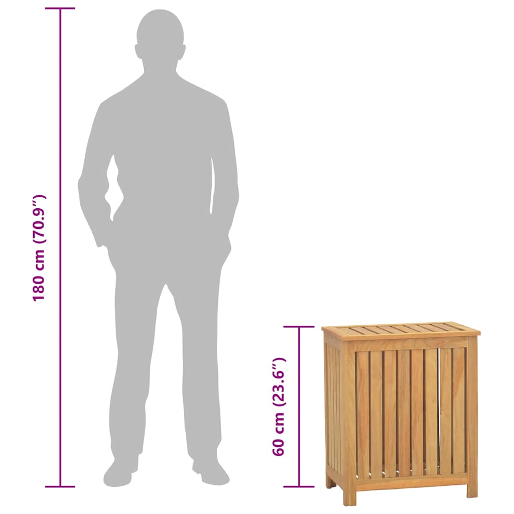 Wäschekorb Natur 35 x 25 x 60 cm Massivholz Teak