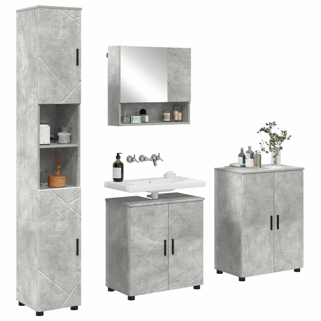 Badezimmermöbel-Set mit Tür 4 pcs Weiß Holzwerkstoff & Metall