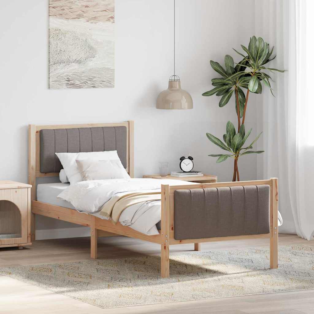 Bettgestell Braun und hellgrau 200 x 200 cm Massivholz Kiefer