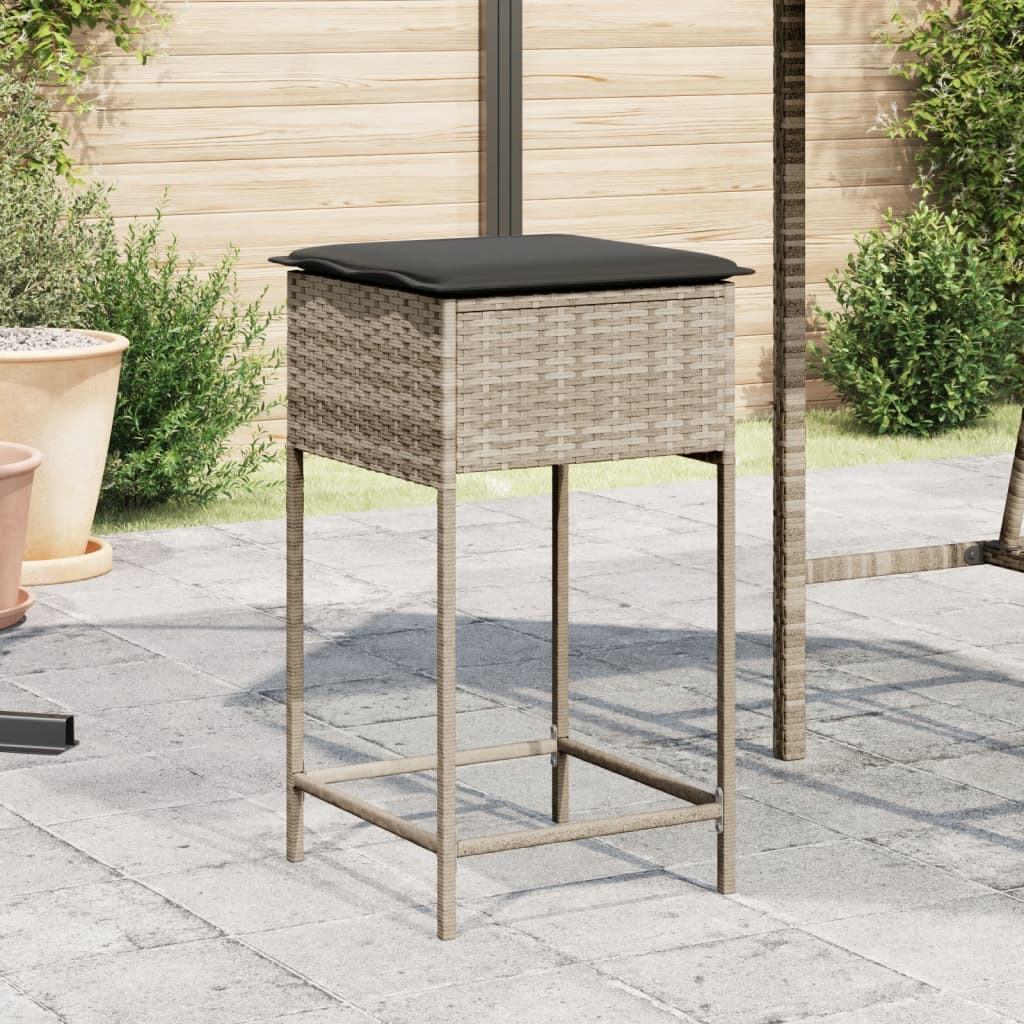 Garten-Barhocker mit Kissen 2 Stk. Schwarz Poly Rattan