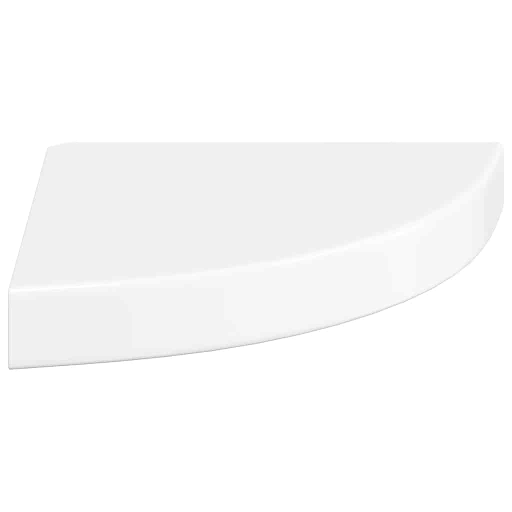 Schwebende Eckregale 2 Stk. Hochglanz-Weiß 25x25x3,8 cm MDF