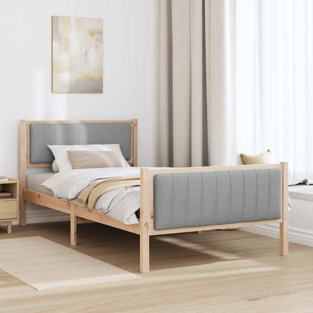 Bettgestell Braun und hellgrau 200 x 200 cm Massivholz Kiefer