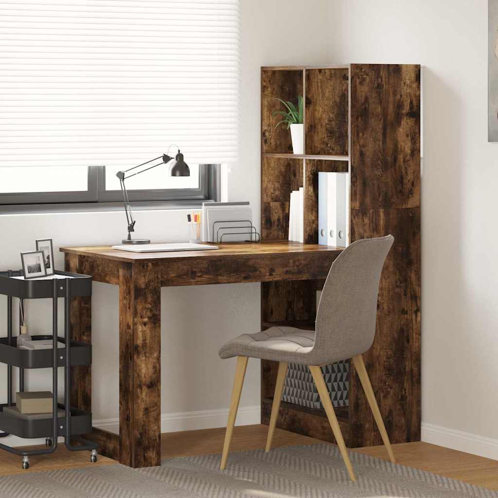 Schreibtisch mit Regal Schwarz Eichen-Optik 122 x 67 x 145 cm